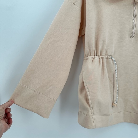 Saturday Sunday by Anthropologie Quarter Zip Light Peach Drawstring Top Size S - Picture 4 of 12